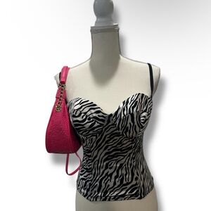 Zebra Print Bustier Top with Pink Accent